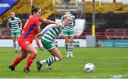 18 March 2023; Noelle Murray of Shelbourne in action against Shauna Fox of Shamrock Rovers during the SSE Airtricity Women's Premier Division match between Shelbourne and Shamrock Rovers at Tolka Park in Dublin. Photo by Tyler Miller/Sportsfile