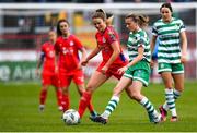 18 March 2023; Abbie Larkin of Shamrock Rovers in action against Siobhán Killeen of Shelbourne during the SSE Airtricity Women's Premier Division match between Shelbourne and Shamrock Rovers at Tolka Park in Dublin. Photo by Tyler Miller/Sportsfile