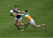 18 March 2023; Cathal Deely of Tipperary in action against Ruairí McNamee of Offaly during the Allianz Football League Division 3 match between Tipperary and Offaly at FBD Semple Stadium in Thurles, Tipperary. Photo by Ray McManus/Sportsfile