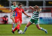 18 March 2023; Noelle Murray of Shelbourne is tackled by Orlaith O'Mahoney of Shamrock Rovers during the SSE Airtricity Women's Premier Division match between Shelbourne and Shamrock Rovers at Tolka Park in Dublin. Photo by Tyler Miller/Sportsfile