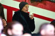 18 March 2023; Republic of Ireland manager Vera Pauw watches from the stands during the SSE Airtricity Women's Premier Division match between Shelbourne and Shamrock Rovers at Tolka Park in Dublin. Photo by Tyler Miller/Sportsfile