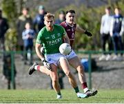 18 March 2023; Ultan Kelm of Fermanagh in action against David Lynch of Westmeath during the Allianz Football League Division 3 match between Fermanagh and Westmeath at St Josephs Park in Ederney, Fermanagh. Photo by Stephen Marken/Sportsfile