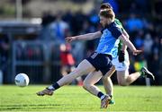 18 March 2023; Killian O'Gara of Dublin shoots to score his side's first goal during the Allianz Football League Division 2 match between Meath and Dublin at Páirc Tailteann in Navan, Meath. Photo by David Fitzgerald/Sportsfile
