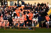 18 March 2023; Rían O'Neill of Armagh leads his side out for the team photograph before the Allianz Football League Division 1 match between Armagh and Galway at Box-It Athletic Grounds in Armagh. Photo by Ben McShane/Sportsfile