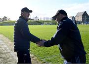 18 March 2023; Meath manager Colm O'Rourke, left, and Dublin manager Dessie Farrell after the Allianz Football League Division 2 match between Meath and Dublin at Páirc Tailteann in Navan, Meath. Photo by David Fitzgerald/Sportsfile