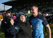 18 March 2023; Cormac Costello of Dublin with supporter Alison Robinson after the Allianz Football League Division 2 match between Meath and Dublin at Páirc Tailteann in Navan, Meath. Photo by David Fitzgerald/Sportsfile