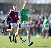 18 March 2023; Lee Cullen of Fermanagh in action against Ronan O'Toole of Westmeath during the Allianz Football League Division 3 match between Fermanagh and Westmeath at St Josephs Park in Ederney, Fermanagh. Photo by Stephen Marken/Sportsfile