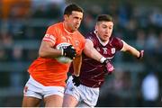 18 March 2023; Stefan Campbell of Armagh in action against Johnny Heaney of Galway during the Allianz Football League Division 1 match between Armagh and Galway at Box-It Athletic Grounds in Armagh. Photo by Ben McShane/Sportsfile