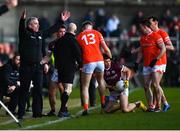 18 March 2023; Galway manager Pádraic Joyce reacts during the Allianz Football League Division 1 match between Armagh and Galway at Box-It Athletic Grounds in Armagh. Photo by Ben McShane/Sportsfile