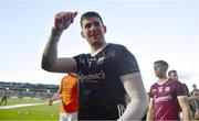 18 March 2023; Galway goalkeeper Connor Gleeson celebrates after the Allianz Football League Division 1 match between Armagh and Galway at Box-It Athletic Grounds in Armagh. Photo by Ben McShane/Sportsfile