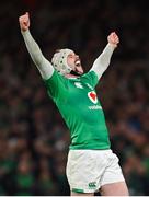 18 March 2023; Mack Hansen of Ireland celebrates after the Guinness Six Nations Rugby Championship match between Ireland and England at Aviva Stadium in Dublin. Photo by Ramsey Cardy/Sportsfile