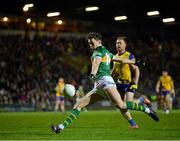 18 March 2023; David Clifford of Kerry shoots to score his side's first goal during the Allianz Football League Division 1 match between Kerry and Roscommon at Austin Stack Park in Tralee, Kerry. Photo by Piaras Ó Mídheach/Sportsfile