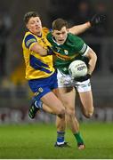 18 March 2023; Gavin White of Kerry in action against Conor Cox of Roscommon during the Allianz Football League Division 1 match between Kerry and Roscommon at Austin Stack Park in Tralee, Kerry. Photo by Piaras Ó Mídheach/Sportsfile