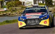 19 March 2023; Sam Moffett and Keith Moriarty in their Hyundai i20 N Rally during The Clonakilty Park Hotel West Cork Rally Round 2 of the Irish Tarmac Rally Championship in Clonakilty, Cork. Photo by Philip Fitzpatrick/Sportsfile