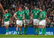 18 March 2023; Ireland players, from left, Jamison Gibson-Park, Josh van der Flier, Ryan Baird, James Ryan and Andrew Porter during the Guinness Six Nations Rugby Championship match between Ireland and England at the Aviva Stadium in Dublin. Photo by Seb Daly/Sportsfile