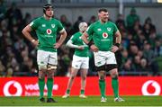 18 March 2023; James Ryan, left, and Peter O'Mahony of Ireland during the Guinness Six Nations Rugby Championship match between Ireland and England at the Aviva Stadium in Dublin. Photo by Seb Daly/Sportsfile