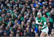 18 March 2023; Mack Hansen of Ireland during the Guinness Six Nations Rugby Championship match between Ireland and England at the Aviva Stadium in Dublin. Photo by Seb Daly/Sportsfile