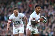 18 March 2023; Manu Tuilagi, right, and Owen Farrell of England during the Guinness Six Nations Rugby Championship match between Ireland and England at the Aviva Stadium in Dublin. Photo by Seb Daly/Sportsfile