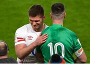 18 March 2023; Owen Farrell of England and Jonathan Sexton of Ireland after the Guinness Six Nations Rugby Championship match between Ireland and England at Aviva Stadium in Dublin. Photo by Ramsey Cardy/Sportsfile