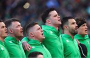 18 March 2023; Ireland players, from left, Peter O'Mahony, Tadhg Furlong, James Ryan, Conor Murray and Josh van der Flier before the Guinness Six Nations Rugby Championship match between Ireland and England at Aviva Stadium in Dublin. Photo by Ramsey Cardy/Sportsfile