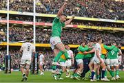 18 March 2023; Jonathan Sexton of Ireland celebrates after teammate Dan Sheehan, not pictured, scored their side's first try during the Guinness Six Nations Rugby Championship match between Ireland and England at Aviva Stadium in Dublin. Photo by Ramsey Cardy/Sportsfile