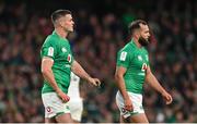 18 March 2023; Jonathan Sexton, left, and Jamison Gibson-Park of Ireland during the Guinness Six Nations Rugby Championship match between Ireland and England at Aviva Stadium in Dublin. Photo by Ramsey Cardy/Sportsfile