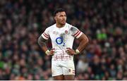 18 March 2023; Manu Tuilagi of England during the Guinness Six Nations Rugby Championship match between Ireland and England at Aviva Stadium in Dublin. Photo by Ramsey Cardy/Sportsfile