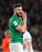 18 March 2023; Robbie Henshaw of Ireland during the Guinness Six Nations Rugby Championship match between Ireland and England at Aviva Stadium in Dublin. Photo by Ramsey Cardy/Sportsfile