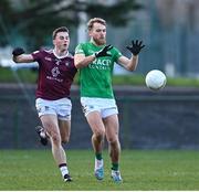 18 March 2023; Ultan Kelm of Fermanagh in action against Nigel Harte of Westmeath during the Allianz Football League Division 3 match between Fermanagh and Westmeath at St Josephs Park in Ederney, Fermanagh. Photo by Stephen Marken/Sportsfile