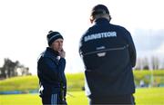 18 March 2023; Dublin selector Darren Daly, left, and manager Dessie Farrell during the Allianz Football League Division 2 match between Meath and Dublin at Páirc Tailteann in Navan, Meath. Photo by David Fitzgerald/Sportsfile