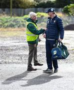 18 March 2023; Meath manager Colm O'Rourke with stewards Patsy, centre, and Eamonn Farrell before the Allianz Football League Division 2 match between Meath and Dublin at Páirc Tailteann in Navan, Meath. Photo by David Fitzgerald/Sportsfile
