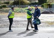 18 March 2023; Meath manager Colm O'Rourke with stewards Patsy, centre, and Eamonn Farrell before the Allianz Football League Division 2 match between Meath and Dublin at Páirc Tailteann in Navan, Meath. Photo by David Fitzgerald/Sportsfile