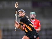 19 March 2023; Katie Power of Kilkenny scores a point during the Very Camogie League Division 1A match between Kilkenny and Cork at UPMC Nowlan Park in Kilkenny. Photo by Piaras Ó Mídheach/Sportsfile