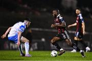 17 March 2023; James Akintunde of Bohemians in action against Brendan Barr of UCD during the SSE Airtricity Men's Premier Division match between Bohemians and UCD at Dalymount Park in Dublin. Photo by Sam Barnes/Sportsfile