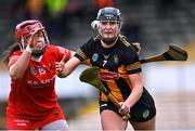 19 March 2023; Tiffany Fitzgerald of Kilkenny in action against Sorcha McCartan of Cork during the Very Camogie League Division 1A match between Kilkenny and Cork at UPMC Nowlan Park in Kilkenny. Photo by Piaras Ó Mídheach/Sportsfile