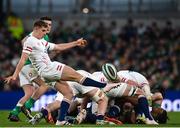 18 March 2023; Jack van Poortvliet of England kicks during the Guinness Six Nations Rugby Championship match between Ireland and England at Aviva Stadium in Dublin. Photo by Harry Murphy/Sportsfile