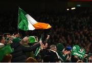 18 March 2023; Ireland supporters celebrate during the Guinness Six Nations Rugby Championship match between Ireland and England at Aviva Stadium in Dublin. Photo by Harry Murphy/Sportsfile