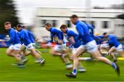 19 March 2023; Laois players warm up before the Allianz Hurling League Division 1 Group B match between Dublin and Laois at Parnell Park in Dublin. Photo by Sam Barnes/Sportsfile
