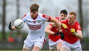 19 March 2023; Ian Maguire of Cork in action against Donal McKenny of Louth during the Allianz Football League Division 2 match between Louth and Cork at Páirc Mhuire in Ardee, Louth. Photo by Stephen Marken/Sportsfile