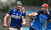 19 March 2023; William Dunphy of Laois in action against Paddy Smyth of Dublin during the Allianz Hurling League Division 1 Group B match between Dublin and Laois at Parnell Park in Dublin. Photo by Sam Barnes/Sportsfile