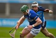 19 March 2023; William Dunphy of Laois in action against Paddy Doyle of Dublin during the Allianz Hurling League Division 1 Group B match between Dublin and Laois at Parnell Park in Dublin. Photo by Sam Barnes/Sportsfile
