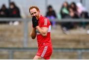 19 March 2023; Conor Glass of Derry reacts after a missed opportunity on goal during the Allianz Football League Division 2 match between Derry and Clare at Derry GAA Centre of Excellence in Owenbeg, Derry. Photo by Ben McShane/Sportsfile