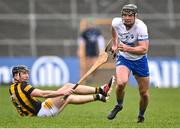 19 March 2023; Patrick Curran of Waterford in action against Conor Delaney of Kilkenny during the Allianz Hurling League Division 1 Group B match between Waterford and Kilkenny at UPMC Nowlan Park in Kilkenny. Photo by Piaras Ó Mídheach/Sportsfile