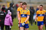 19 March 2023; Brendan Rouine of Clare reacts after the Allianz Football League Division 2 match between Derry and Clare at Derry GAA Centre of Excellence in Owenbeg, Derry. Photo by Ben McShane/Sportsfile