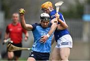 19 March 2023; Cian Boland of Dublin in action against Padraig Delaney of Laois during the Allianz Hurling League Division 1 Group B match between Dublin and Laois at Parnell Park in Dublin. Photo by Sam Barnes/Sportsfile