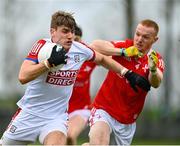 19 March 2023; Ian Maguire of Cork in action against Donal McKenny of Louth during the Allianz Football League Division 2 match between Louth and Cork at Páirc Mhuire in Ardee, Louth. Photo by Stephen Marken/Sportsfile