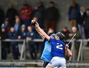 19 March 2023; Paul Crummey of Dublin in action against Padraic Dunne of Laois during the Allianz Hurling League Division 1 Group B match between Dublin and Laois at Parnell Park in Dublin. Photo by Sam Barnes/Sportsfile