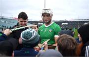 19 March 2023; Kyle Hayes of Limerick signs autographs after the Allianz Hurling League Division 1 Group A match between Limerick and Wexford at TUS Gaelic Grounds in Limerick. Photo by Tyler Miller/Sportsfile
