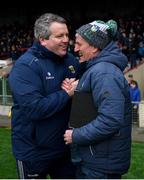 19 March 2023; Wexford manager Darragh Egan and Limerick manager John Kiely after the Allianz Hurling League Division 1 Group A match between Limerick and Wexford at TUS Gaelic Grounds in Limerick. Photo by Tyler Miller/Sportsfile