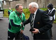 19 March 2023; Ireland head coach Richie Murphy with Junior Vice President of the IRFU Declan Madden before the U20 Six Nations Rugby Championship match between Ireland and England at Musgrave Park in Cork. Photo by David Fitzgerald/Sportsfile